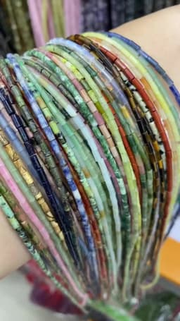 Natural Stone Beads 2x4mm Hematite Agate Jasper Crystal Cylinder Tube Loose Spacer Bead for Jewelry Making Diy Bracelet Necklace