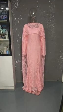 LGRQ 2026 New Elegant Round Neck Long Sleeved Waist Slimming Dress With Lace Shawl Temperament Women's Party Gown 19DB2591