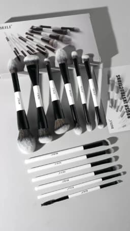 BEILI Dual-ended Makeup Brush Set Professional 12 Pcs Vegan Contour Foundation Powder Eyebrow Bronzer Brushes Cosmetics Kit
