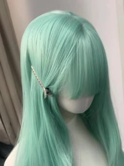 Wig with Bangs Mint Green 24inch Straight Headband Wig for Women Lolita Nature Fashion High Temperature Fibers Synthetic Wigs