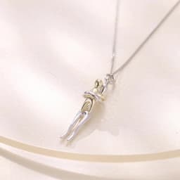 BAMOER 925 Sterling Silver Two-tones Hug Necklace, Detachable Mother and Child Pendant for Family Special DIY Love Jewelry