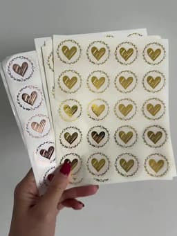 200 Pcs Round Transparent Gold Heart Adhesive Sticker Cute Sealing Label Sticker for Envelope Gift Decor Stationery Sticker