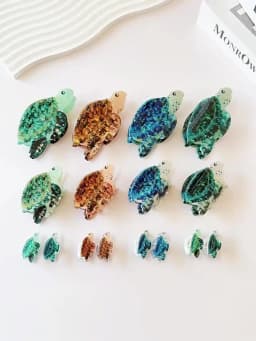 1Pc Boho Sea Turtle Hair Claw, Acetate Hair Accessory for Beach Vacation, Perfect for Summer Hairstyle