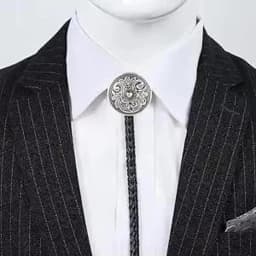 Adjustable Bull Head Five Stars Western Cowboy Bolo Tie Rodeo Dance Necktie Faux Leather Pendant Necklace