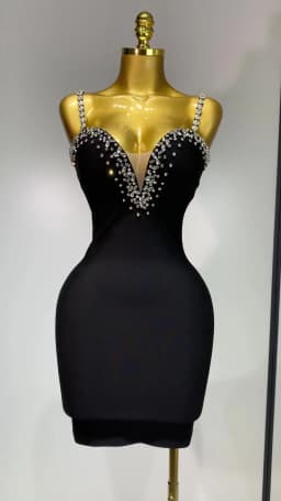 Women Sexy Sling V-neck Black Mini Bodycon Bandage Dress Luxury 2025 Celebrity Evening Club Celebrity Elegant Party Gowns