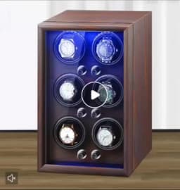 Mechanical Automatic Watch Winder Luxury Wood Watch Box Battery Installable With LED Light And Lid Sensor Watches Storage Box