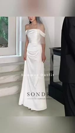 Sondr Boat Neck Simple Korean Wedding Dresses Corset Floor-Length Elegant Japanese Wedding Party Dresses Customized Photo Shoot