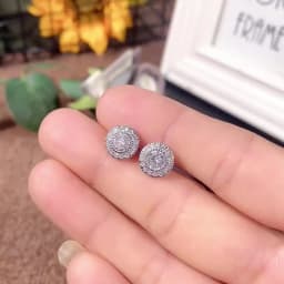 Huitan Delicate Small Round Stud Earrings Women with Shiny Cubic Zirconia Simple Versatile Accessories for Teens Fashion Jewelry
