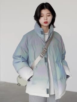 CHIC VEN Women's Down Coat Reflective Gradient Thickened Women Bread Coats 90 White Duck Down Jacket Warm Overcoat Winter 2024