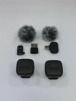 Wireless Lavalier Microphone, Mini Mic, Wind Cover, Type-C With Lightning & USB Adapter, for Phones, Tablets, Laptops, Computers
