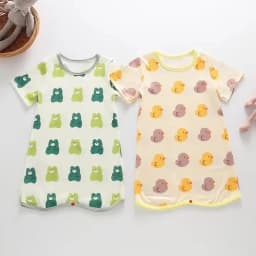 0-3 Years Newborn Ice Silk Thin Sleepwear Print Babysuits Cartoon Romper Summer New Boys Girls Baby Anti Kick Clothing