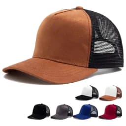 Unisex Hot Selling 5 Panel Mesh Suede Trucker Hat Men High Quality Baseball Cap Spring Summer Breathable Adjustable Sports Hats