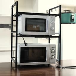 Microwave Oven Rack Seasoning Shelf Bilayer Oven Storage Rack Retractable Countertop Organizer Kitchen Accessories