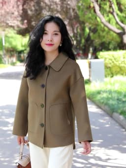 100% Pure Wool Woolen Overcoat Women's Short Korean Style Loose Double-Sided Woolen Coat Small Outer Wear Cashmere Thick