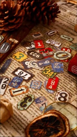 24 Pcs Retro Alphabet, Number & Symbol Label Stickers Sticker Pack Scrapbooking Diary Vintage Decoration Junk Journal Stickers