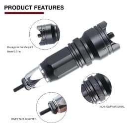 Labor-Saving Electric Rivet Nut Tool Plug-in Nut Quick Riveting Compatible with Cordless Drill for DIY Household with 6 Mandrels