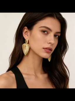 Advanced Metal Textured Leaf Pendant Big Earrings Women's Exaggerated Fashion Party Jewelry Gold Color Geometry Drop Earring