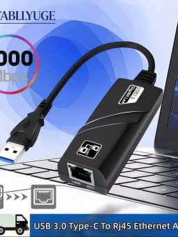 10/100/1000Mbps USB 3.0 Wired Network Card USB/Type-C to RJ45 LAN Ethernet Adapter for Laptops Desktops TV Boxes Windows