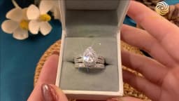 Newshe 925 Sterling Silver Wedding Engagement Rings Set for Women Pear Cut AAAAA CZ Imitation Diamond Vintage Bridal Jewelry
