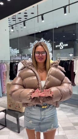 Women's Glossy Shiny Hooded Zip Cropped Puffer Jacket Oversized Loose Fit Long Sleeve Elastic Cuff Padded Warm Casual Winter Top