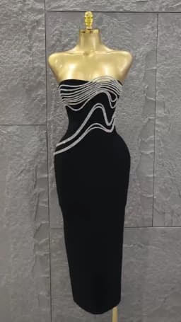 High Quality Women Sexy Strapless Shinning Sequins Bodycon Long Bandage Dress Celebrate Evening Party Cocktail Outfit Vestido
