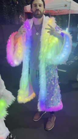 New LED Costume Sequin Faux Fur Patchwork Coat Long Shiny Fashion Holiday Party Costume Men's And Women's Faux Fur Coat