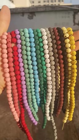 Natural Black White Lava Stone Beads Round Loose Beads Spacer Volcanic Rock For Jewelry Making DIY Bracelet Wholesale 4-14mm