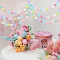 Pastel Pom Garland Hanging Easter Decorations Cute Rainbow Colorful Felt Ball Garland Baby Shower Birthday Party Supplies Favors