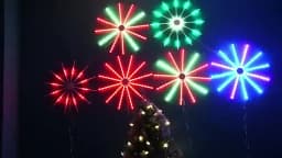 New 96LEDs Hanging Firework Lamps USB Fan Shape String Lights RGB Remote Christmas Garland Fairy Lights for Wedding Party Decor
