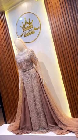 FATAPAESE Customized Beaded Crystals Gems Fully on Wedding Gown Long Sleeve Sheath Slim Mermaid Floor-length Gown Maxi Tail
