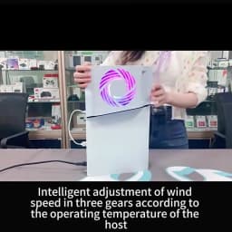 RGB Temperature Sensing Side-mounted Cooling Fan For PS5 Slim Digital/Disc Version 2 USB Ports Host Side Cooler For PS5 PRO