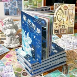 30/60 Sheets Cute PET Die cut Stickers book Retro Cartoon Handmade Scrapbooking Handbook Material Phone Stickers Kids Gift