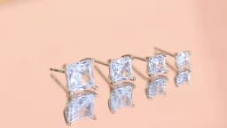 CWWZircons New Sterling Silver 925 CZ Stud Earrings Screw Back 3/4/5/6mm Square Cubic Zirconia Jewelry Gifts for Women Man SE025
