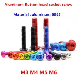 10pcs ISO7380 Aluminum Button Head Screw M3 M4 M5 M6*5/6/8/10/12/16/20/25 Colourful Aluminum Hex Allen Socket Round Head Screw