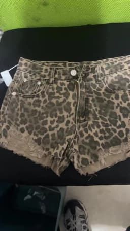 Personalized Leopard Print High Waist Denim Shorts Women's Summer Fashion A Word Rough Edge Wide Leg Jeans Hot Pants