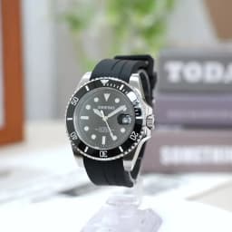 Deesio Luxury Men's Full Automatic Mechanical Watch, 316L Stainless Steel Case, Silicone Strap, Date Display, Luminous Hands, Upgrade 100M Waterproof, High-Mineral Glass, Sport Sweatproof, Self-Wind & Manual Wind, Black Classic Business Casual Design