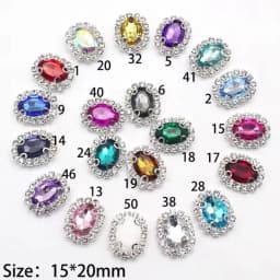 Silver 4 Holes 10pcs/lot Oval Shiny Rhinestone Buttons Crystal Wedding Decoration Hair Accessories Clothing Hand-sewn 15*20mm