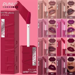 DUNUF 8-Color Matte Velvet Smooth Easy-to-Apply Square Tube Lip Gloss Waterproof Three-Dimensional Plumping Lipstick
