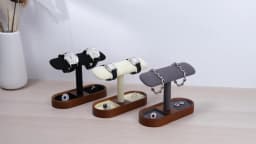 WoodTen Solid Wood Watch Display Stand with Drawers Double Layered Watch Necklace Bracelet Organizer Rack Jewelry Bracelet Stand