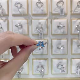 SMJEL Flower Shiny Rhinestone Rotatable Fidget Spinner Ring for Women Anti Anxiety Butterfly Animal Design Anti Stress Accessory
