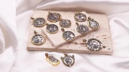 1 Piece Brass Coin Pendants Antique Silver Color Antique Bronze Two Tone Head Portrait For DIY Jewelry Making