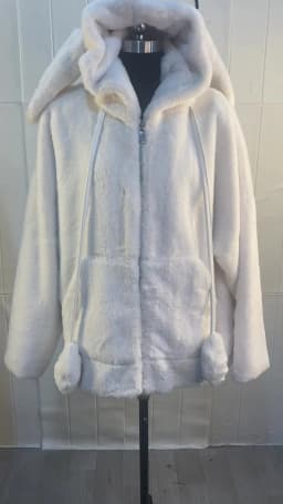 Nerazzurri Spring Fluffy Jacket with Rabbit Ears Raglan Sleeve Zipper Oversize Light Soft Harajuku Kawaii Faux Fur Hoodie 2021