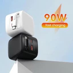 90w GaN Charger 30wUSB+Type-C 30w +30wType-C Retractable Wire Fast Charging Phone Adapter For iPhone 15-17 Xiaomi Samsung Huawei