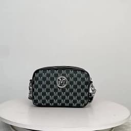 Retro M Pattern Design Female Crossbody Bag, Stylish Ladies Shoulder Bag, Wide Strap Phone Coin Purse for Women Work Party Date