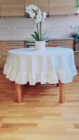 100% Cotton Round Table Cloth Washable Vintage Ruffle Tablecloth For Wedding Party Dining Banquet Decor Living Room Table Cloth