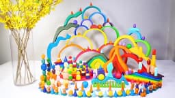 Kids Rainbow Building Blocks Wooden Toys Constructor Stacking Games Droplets Cones Mushrooms Montessori Materials Education Toys