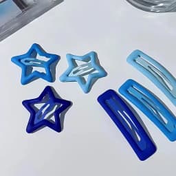 Blue Series Hair Clip Gradient Color Bangs Side Clips Metal Snap Hairpin Heart Star Headwear Sweet Hair Accessories