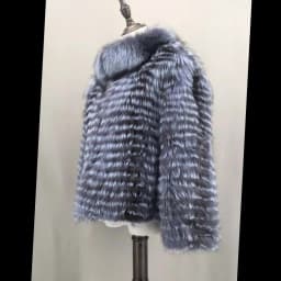 Lady Striped Real Silver Fox Fur Coat Short Jacket Spring Autumn Luxury Elegant Big Size Clothes Luxurious With Fur Collar 2107