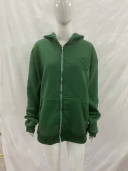 Olive Green Embroidered Zip Hoodie & Pants Set Men Streetwear Trendy Loose Casual 2-Piece Tracksuit New 2025 Fashion