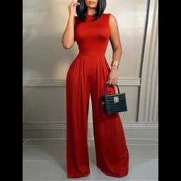 Elegant Women's Wide-leg Long Jumpsuit Spring And Summer Fashion Printed Sleeveless Casual Mid-waist Straight Jumpsuit Trousers